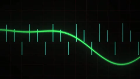 Abstract Digital Oscilloscope Waveform Animation with Pulsing Green Signal .. Stock Footage 340510107