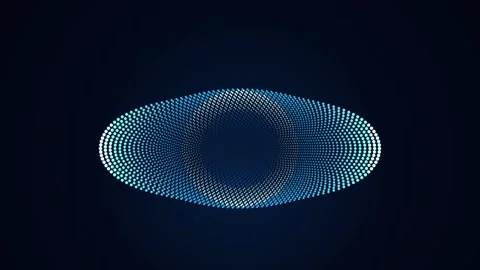 Abstract digital oval shape made of glowing blue light particles video Stock Footage 343611603