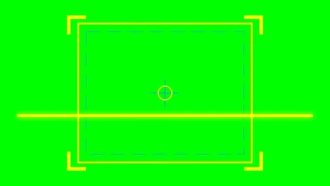 Abstract digital overlay featuring a yellow geometric scanning frame on green Vídeos de archivo 341839307