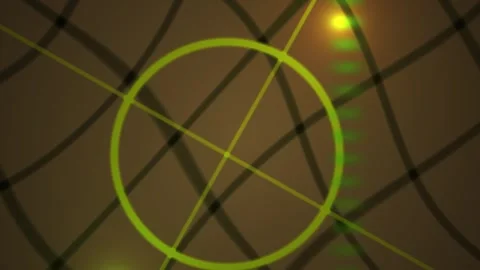 Abstract digital overlay with glowing green circular target and intersectin.. Stock Footage 341786172