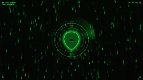 Abstract digital padlock on dark matrix background with falling binary code.. Stock Footage 341824513