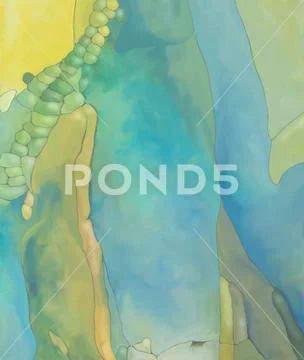 Abstract digital painted fantasy landscape or background Stock Illustration