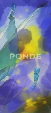 Abstract digital painted fantasy landscape or background Stock Illustration