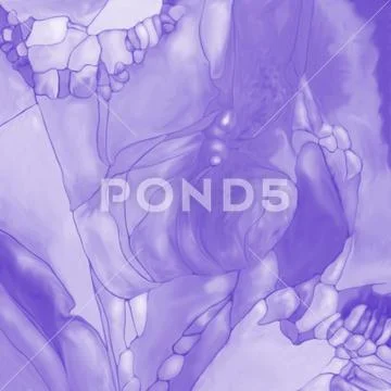 Abstract digital painted purple fantasy landscape Stock Illustration