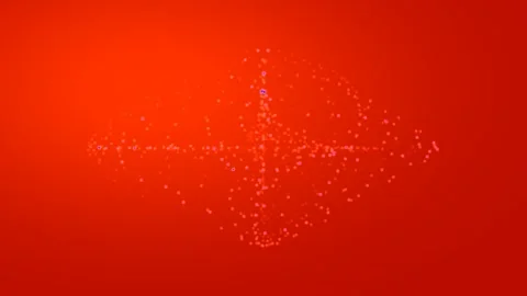 Abstract digital particle explosion animation on solid red background Stock Footage 336882018