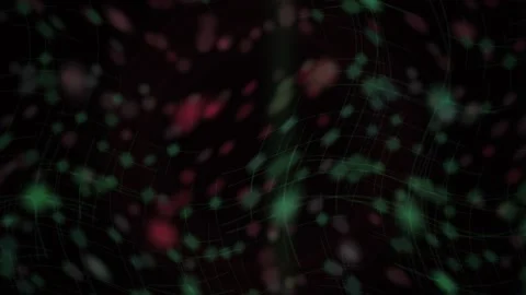 Abstract Digital Particle Field with Floating Red and Green Glowing Bokeh Orb Stock Footage 340510470