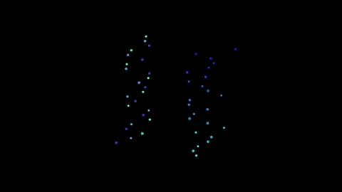 Abstract digital particle flow on dark background creating futuristic data .. Stock Footage 340282565