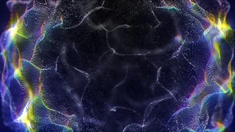 Abstract Digital Particle Sphere Loop. Neon Futuristic Quantum Network VJ Wav Stock Footage 338069605