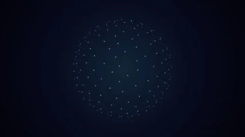 Abstract digital particle sphere rotating on dark background Stock Footage 335943199