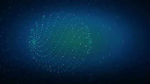 Abstract digital particle spiral rotating on a dark blue technological Stock Footage 339322827