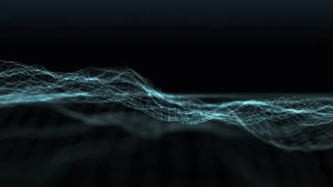 Abstract digital particle wave and network in empty space Stock Footage 195787953