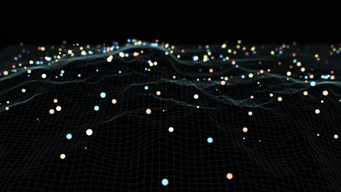 Abstract digital particle wave and network in empty space Stock Footage 195788198