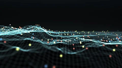 Abstract digital particle wave and network in empty space Stock Footage 195797628