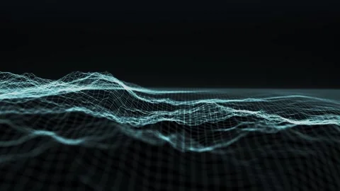 Abstract digital particle wave and network in empty space Stock Footage 195798104