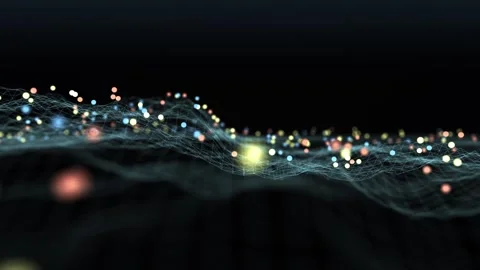 Abstract digital particle wave and network in empty space Stock Footage 195798185
