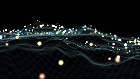 Abstract digital particle wave and network in empty space Stock Footage 195798272
