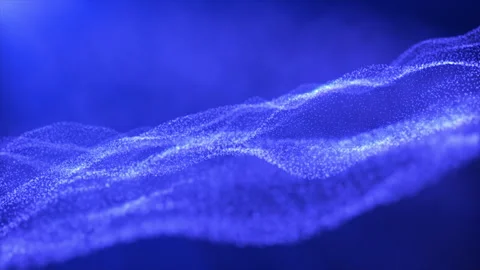 Abstract digital particle wave and lights background. Blue shining waves Stock Footage 245242022