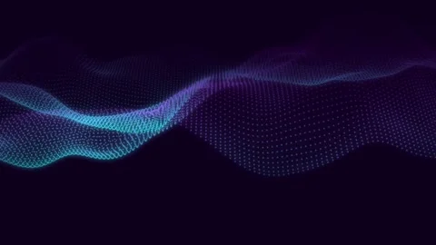 Abstract Digital Particle Wave Flow Animation on Dark Technology Background. Stock Footage 330926929