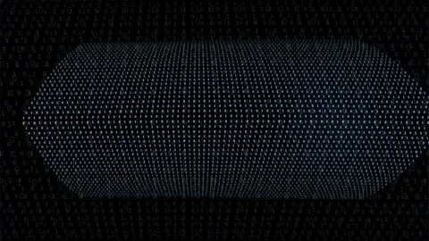 Abstract Digital Particle Wave Moving in Dark Space with Blue Glowing Light Stock Footage 339321046