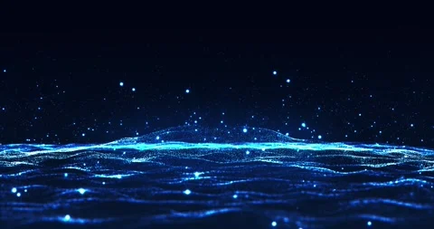 Abstract digital particle waves with flowing small particles motion on wave Stock Footage 244912027
