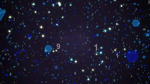 Abstract Digital Particles and Numbers Floating in Cyberspace Data Visualization Stock Footage 319011446