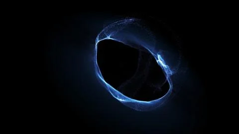 Abstract digital particles on black background with dots Stock Illustration