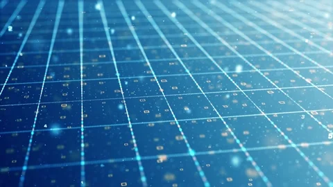 Abstract digital particles flow, Digital cyberspace, Technology digital conne Stock Footage 151478892