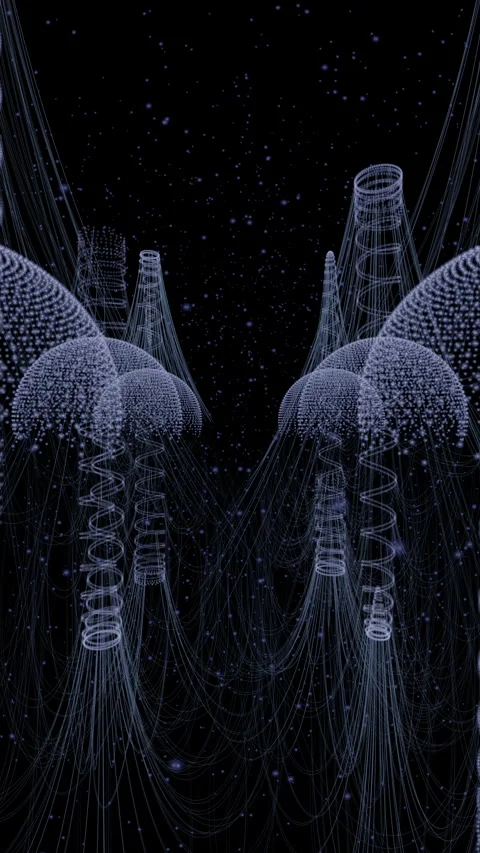 Abstract digital particles forming tech network Stock Footage 329142835