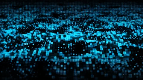 Abstract digital particles square wave with random number motion background Stock Footage 99648396