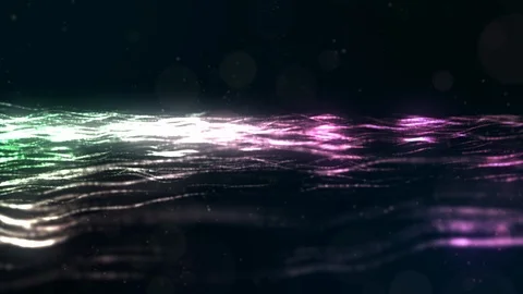 Abstract digital particles wave flow. Technology background concept Stock Footage 111708216
