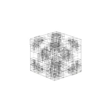 Abstract digital particles within cube data visualization concept graphic Stock Illustration