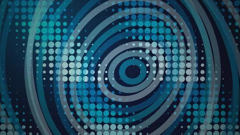 Abstract digital pattern with blue circles and waves Stock Illustration