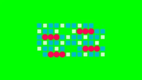 Abstract digital pattern of colored circles and squares on green background Stock Footage 340901723