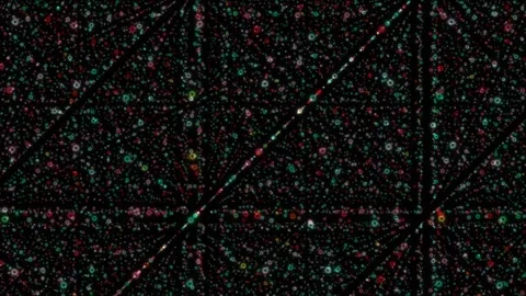 Abstract digital pattern with colorful dots on dark background Stock Footage 340846502