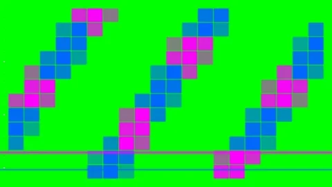 Abstract digital pattern with colorful pixelated diagonal stripes on green Stock Footage 340900413