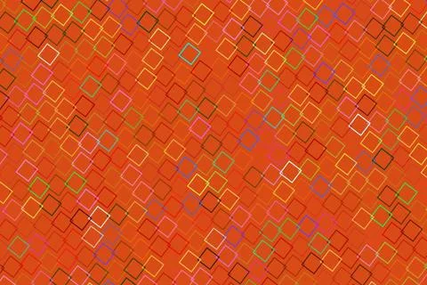 Abstract digital pattern with colorful squares on orange background Stock Illustration