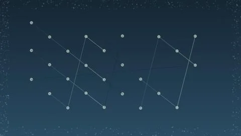 Abstract digital pattern with connected dots and lines on a dark blue gradi.. Stock Illustration