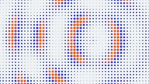 Abstract digital pattern consisting of vibrant orange and dark blue circula.. Stock Footage 346723635