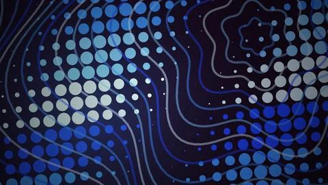 Abstract digital pattern with dots and flowing lines in blue Stock Illustration