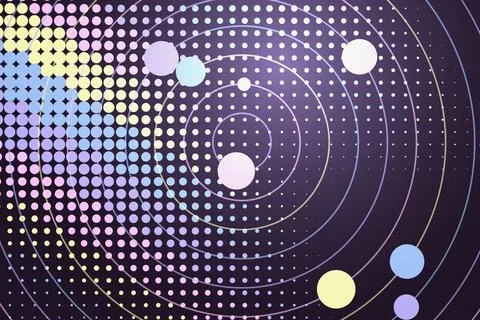Abstract digital pattern with dots and circles in purple Stock Illustration