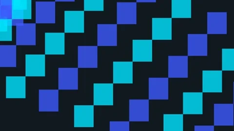 Abstract digital pattern featuring blue squares against a dark background Video stock 335117512