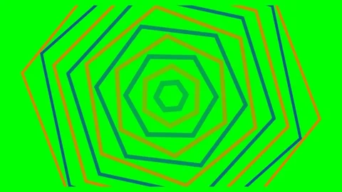 Abstract digital pattern featuring concentric orange and blue pentagons Stock Footage 340266139