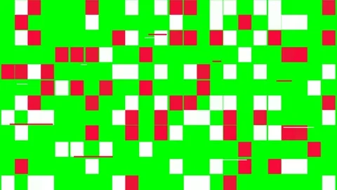 Abstract digital pattern featuring red and white squares on green background Stock Footage 340904412