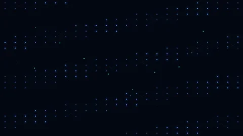 Abstract digital pattern with glowing blue dots on a dark black background Video stock 335145785