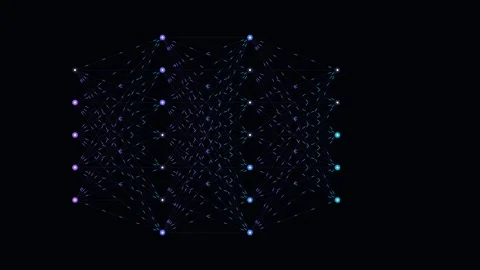 Abstract digital pattern of glowing blue and purple light points on black Stock Footage 338309716