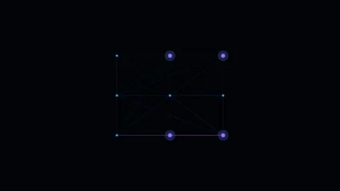 Abstract digital pattern of glowing purple dots connected by thin lines Stock Footage 338311199