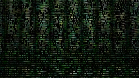 Abstract digital pattern with green and yellow hues on a dark background. Stock Footage 334450573