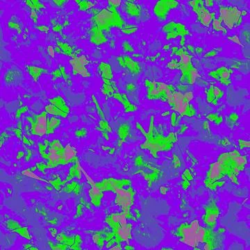Abstract digital pattern with green and purple blotches over layered surface Stock Illustration