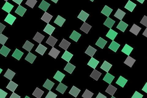 Abstract digital pattern of green and gray squares on black Stock Illustration