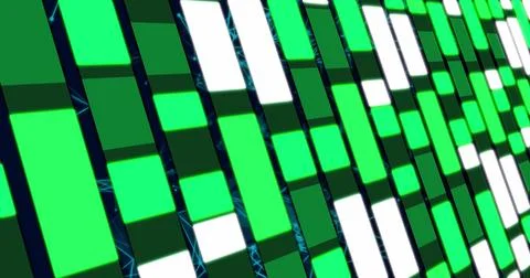 Abstract digital pattern with green and white rectangles creating futuristic Stock Photos